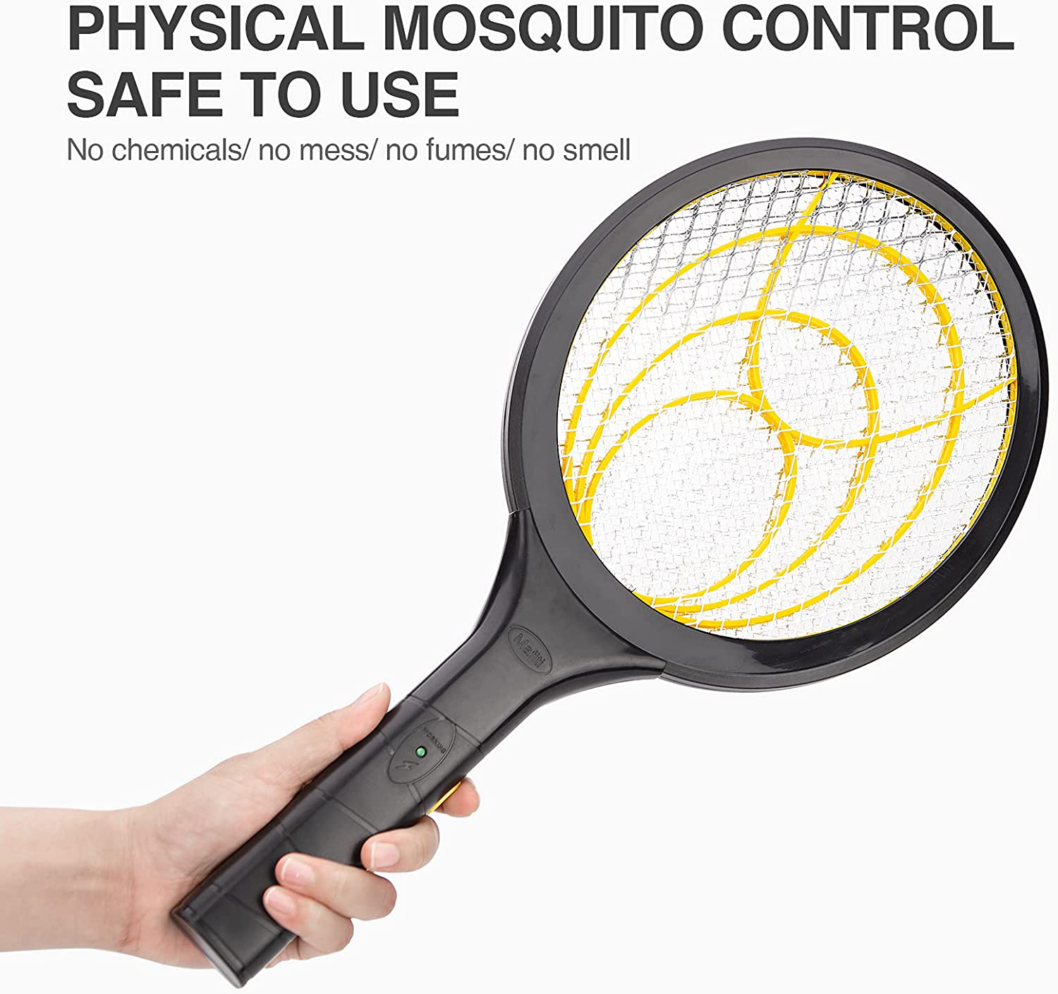 mafiti Electric Fly Swatter, Fly Killer Bug Zapper Racket for Indoor and Outdoor Pest Control, 2AA Batteries not Included (1, Blackish Green)