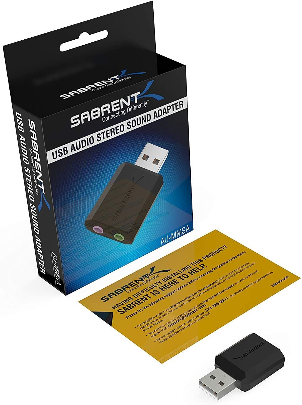 Sabrent USB External Stereo Sound Adapter for Windows and Mac. Plug and Play No Drivers Needed.