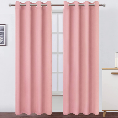 LEMOMO Pink Thermal Blackout Curtains/52 x 108 Inch/Set of 2 Panels Room Darkening Curtains for Bedroom