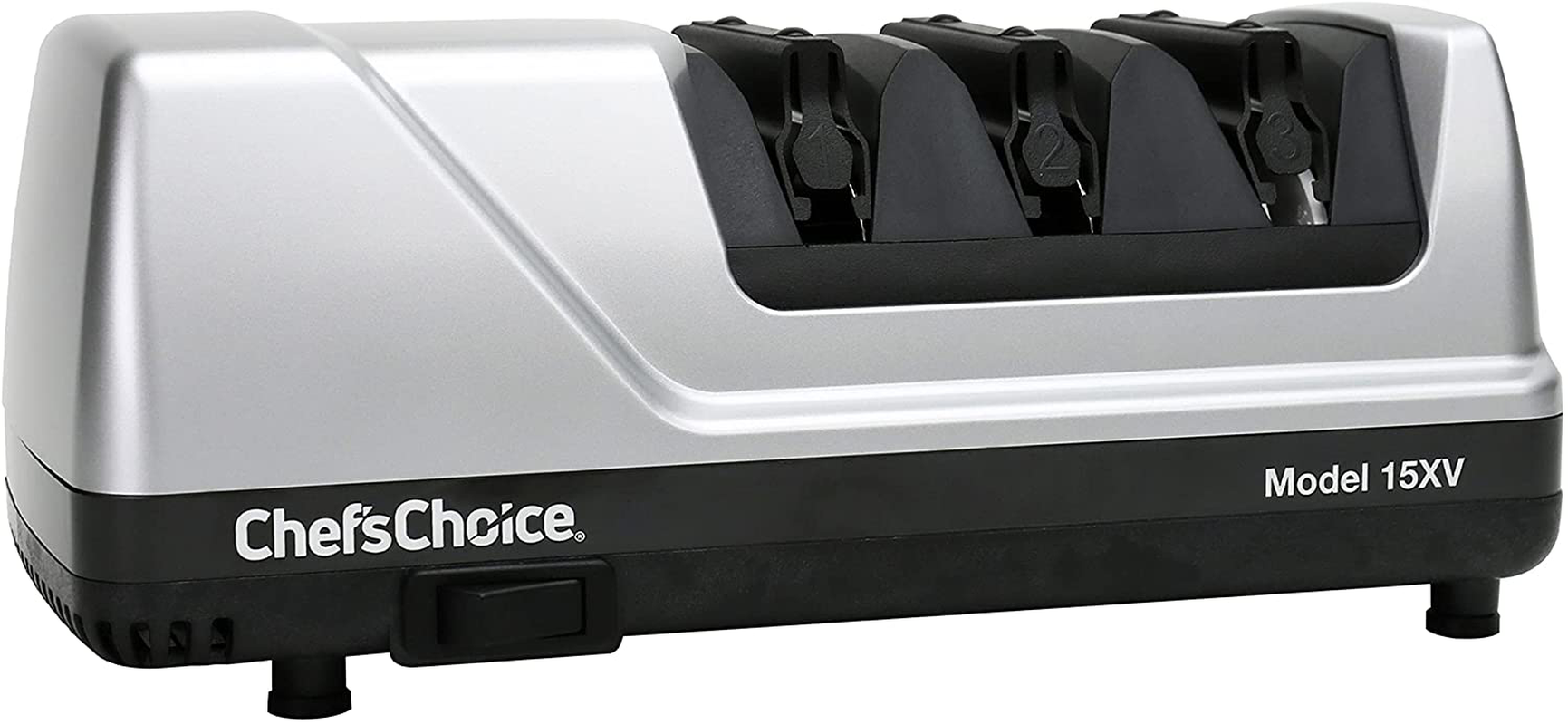Chef'sChoice Trizor XV EdgeSelect Professional Electric Knife Sharpener with 100-Percent Diamond Abrasives and Precision Angle Guides for Straight Edge and Serrated Knives, 3-stage, Gray