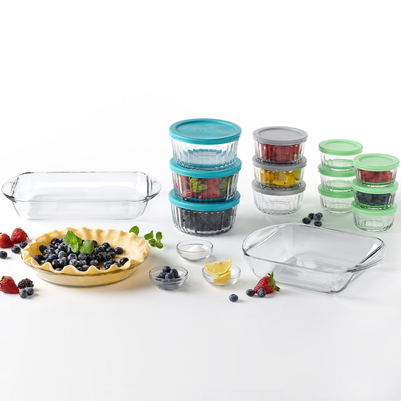 30 Piece Glass Food Storage Containers & Glass Baking Dishes Set