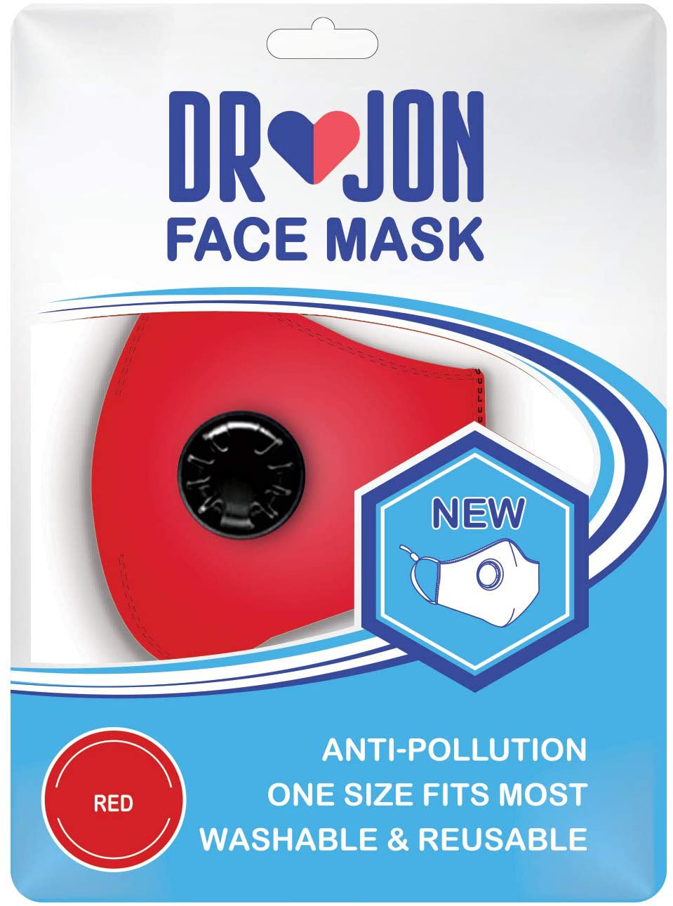 Dr Jon Face Mask 5 Layer Washable Mask W/Exhale Valve (Blue)