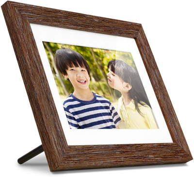 8” Distressed Wood Digital Photo Frame, Auto Slideshow, USB/SD/SDHC Supported, Built-In Clock & Calendar, Easy Setup