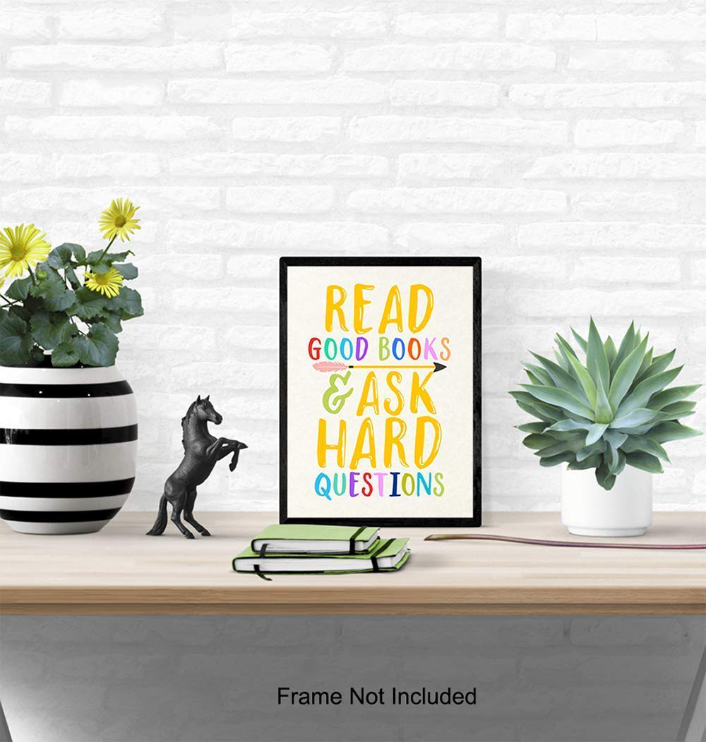 Kids Reading and Learning Wall Art Posters Print Set, Unique Motivational Decor for Kids Bedroom, Toddler and Child Room, Home School Classroom, Library - Gift for Teachers, Moms, Dads, 8x10 Photos