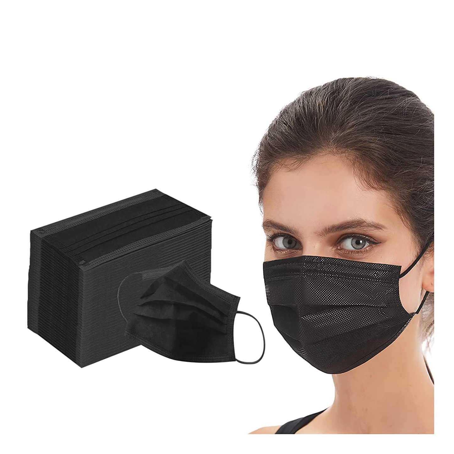 100Pcs Adult Disposable Face Masks 3 Layer Non-Woven Masks with Soft Elastic Earloop