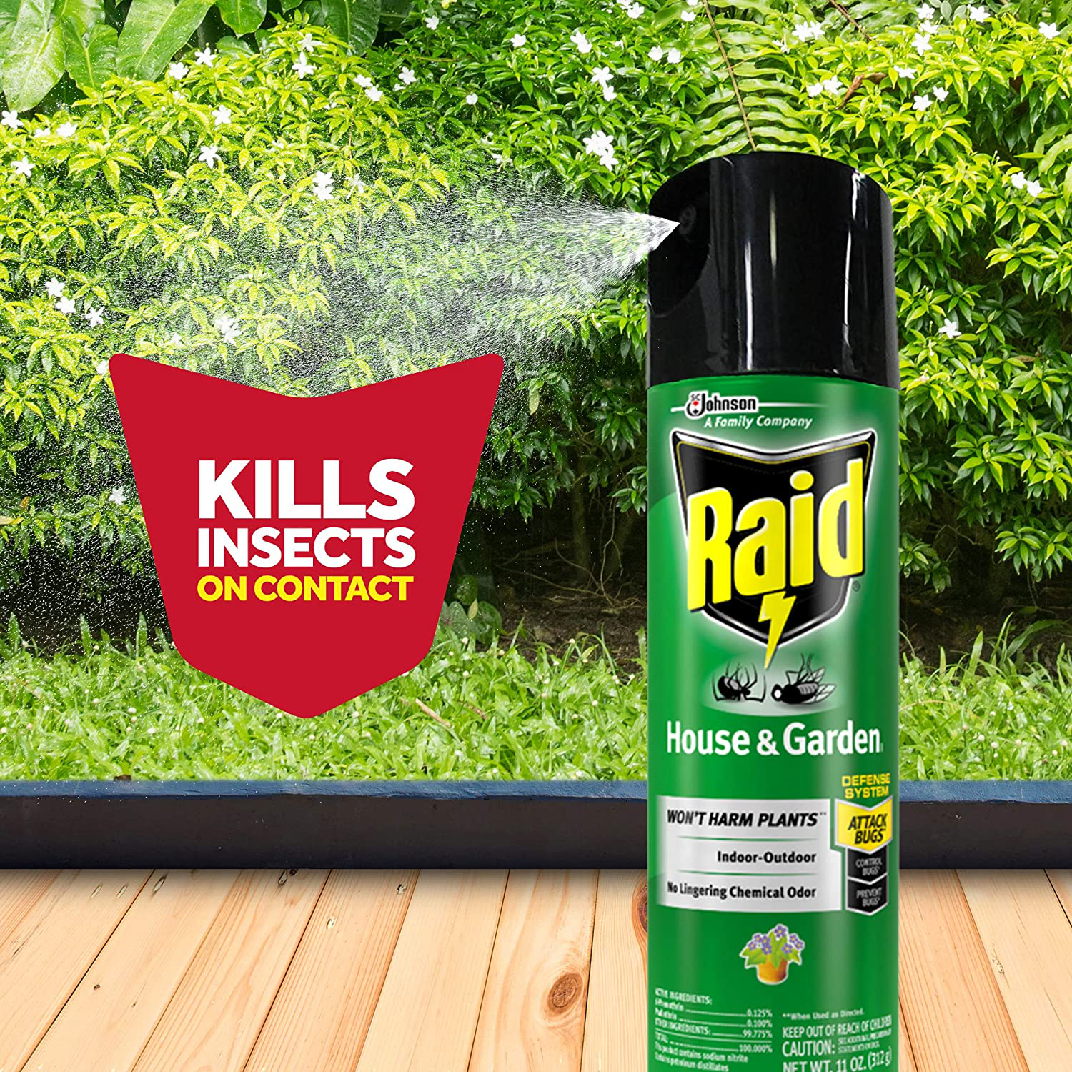 Raid House & Garden Insect Killer Spray, for Listed Ant, Roach, Spider, for Indoor & Outdoor Use, Orange Scent (11 Ounce (Pack of 3)