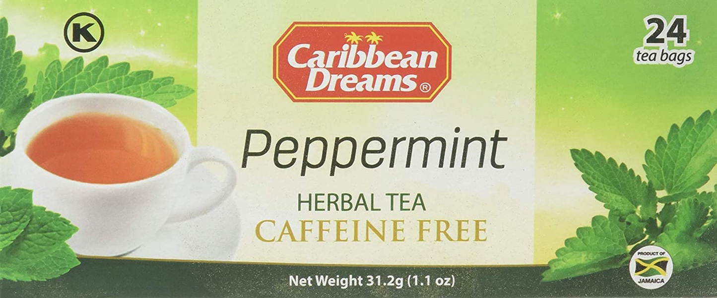 Caribbean Dreams ALL NATURAL Peppermint Tea 24 tea bags