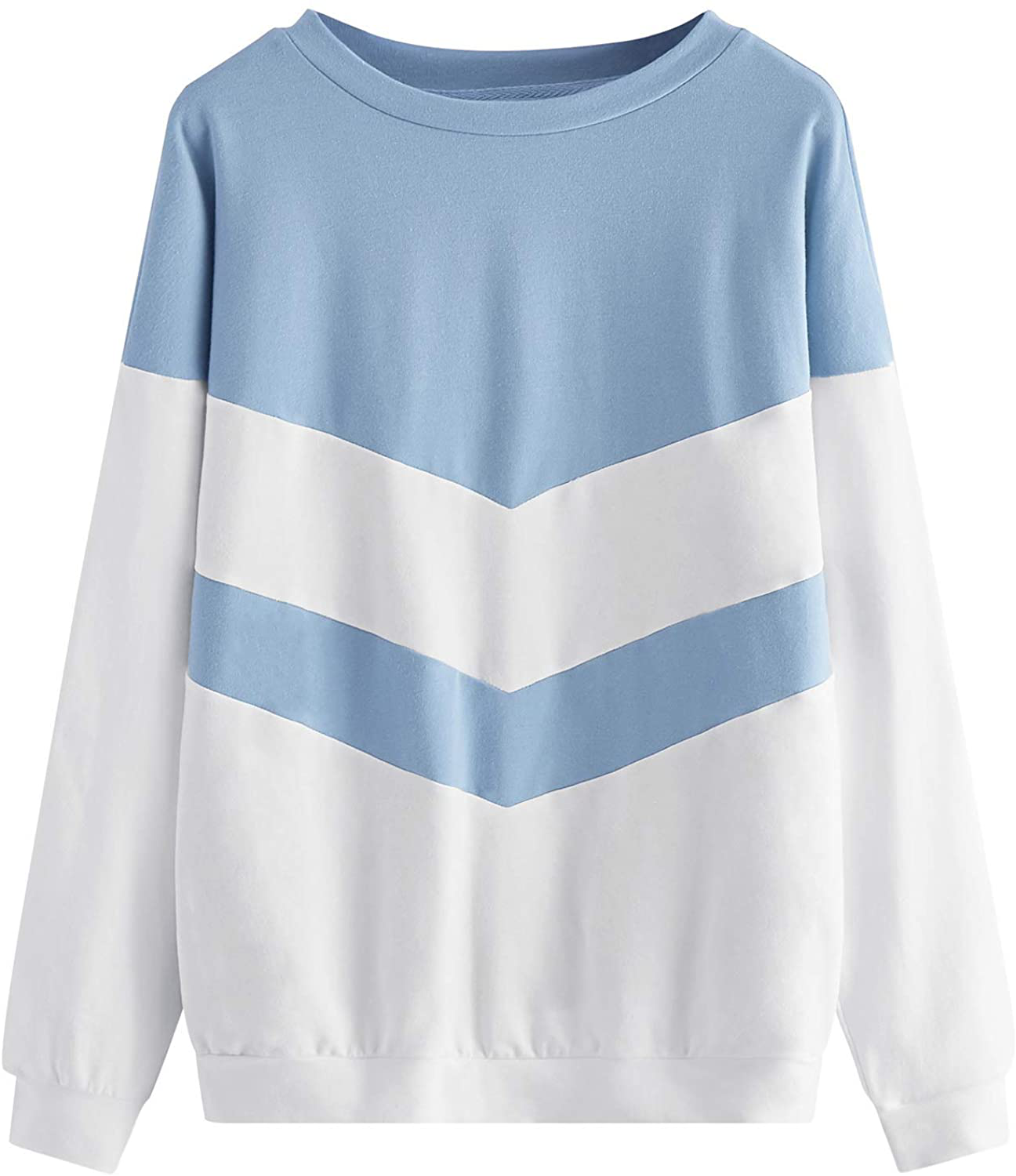 SweatyRocks Women's Casual Sweatshirts Crewneck Long Sleeve Color Block Sweatshirt Pullover Tops