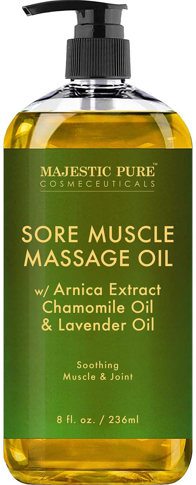 MAJESTIC PURE Arnica Sore Muscle Massage Oil for Body - Best Natural Therapy Therapy Oil with Lavender and Chamomile Essential Oils - Warming, Relaxing, Massaging Joint & Muscles