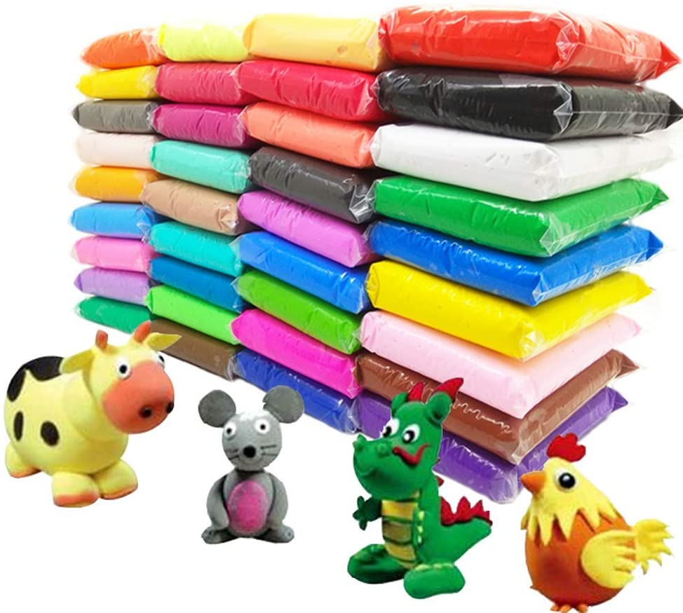 24 Colors Magic Air Dry Clay Playdough, Ultra Light Modeling Clay, Creative Art DIY Crafts Clay Dough with Tools as Great Present for Kids & Adults
