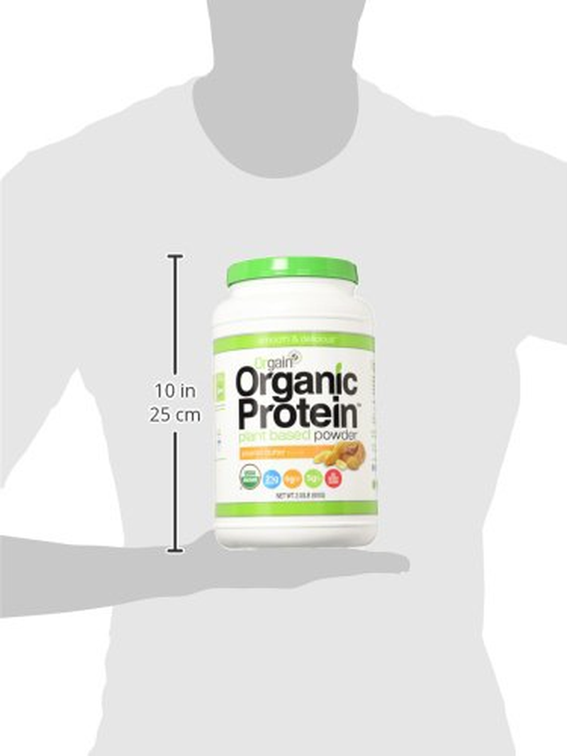 Orgain Organic Plant Based Protein Powder, Peanut Butter - 21G of Protein, Vegan, Low Net Carbs, Non Dairy, Gluten Free, Lactose Free, No Sugar Added, Soy Free, Kosher, Non-Gmo, 2.03 Pound
