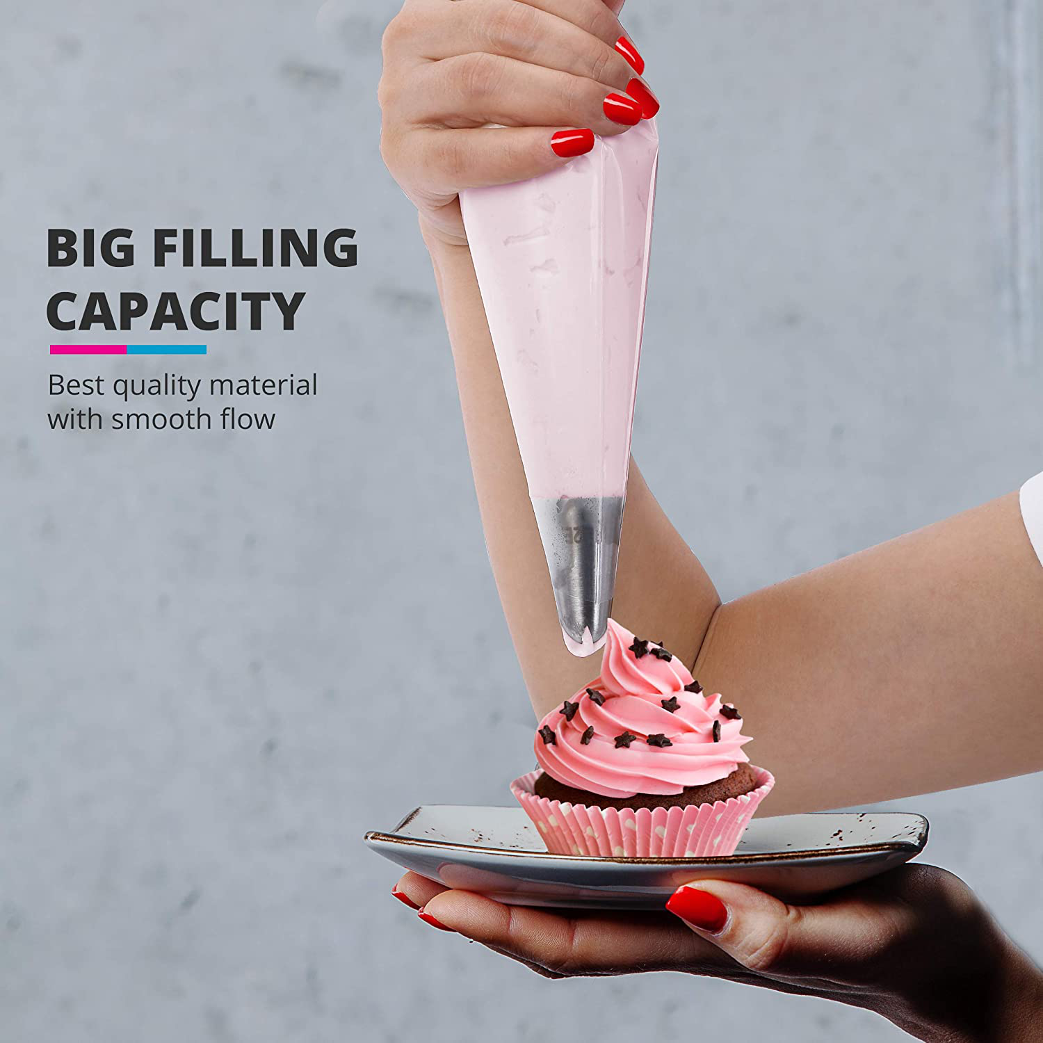 Riccle Disposable Piping Bags 16 Inch - 100 Anti Burst Pastry Icing Bags for Cream Frosting, Cakes and Cookies Decoration