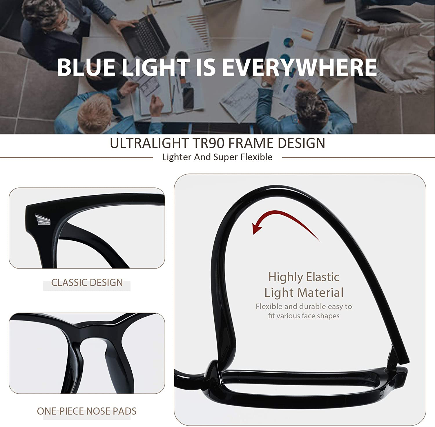 3 Pack Blue Light Blocking Glasses-Blue Light Glasses for Men & Women Computer Glasses Anti eyestrain Eyeglasses Readers