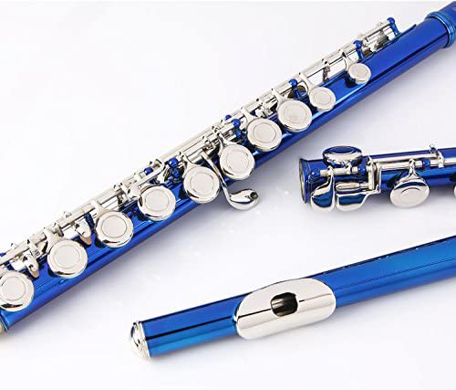 Glory Closed Hole C Flute With Case, Tuning Rod and Cloth,Joint Grease and Gloves Blue-More Colors available,Click to see more colors