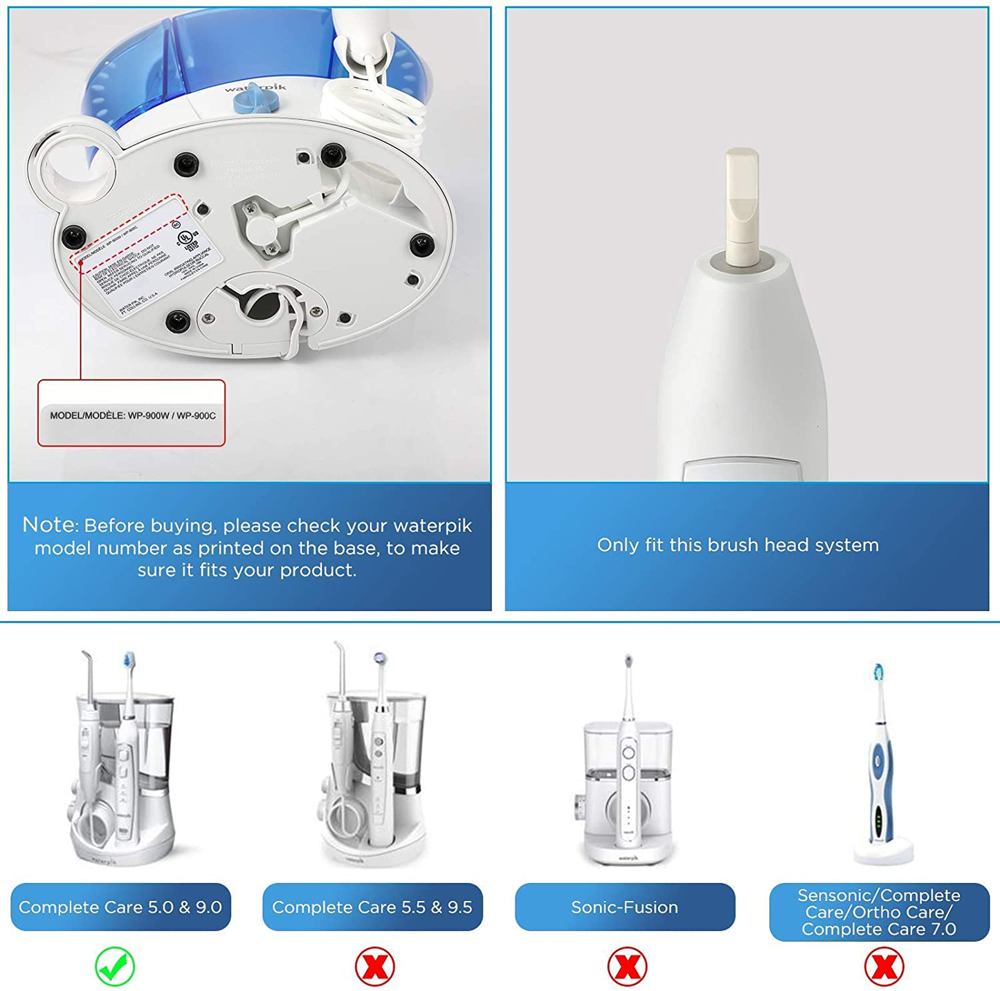 Toothbrush Replacement Heads for Waterpik Complete Care 5.0/9.0 (CC-01/WP-861)