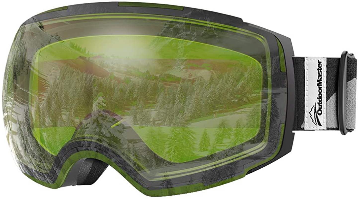 Outdoormaster Ski Goggles PRO - Frameless, Interchangeable Lens 100% UV400 Protection Snow Goggles for Men & Women