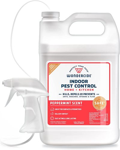 Wondercide Natural Products - Indoor Pest Control Spray for Home and Kitchen - Fly, Ant, Spider, Roach, Flea, Bug Killer and Insect Repellent - Eco-Friendly, Pet and Family Safe — 128 oz Peppermint