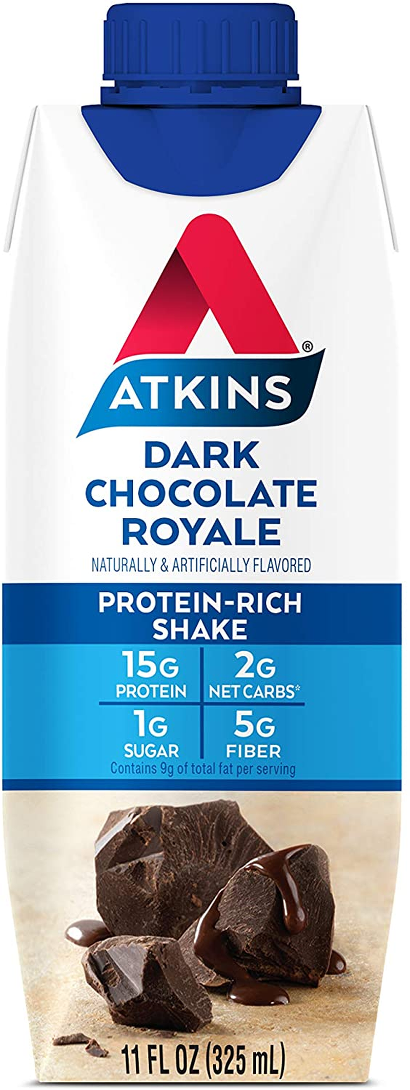 Atkins Gluten Free Protein-Rich Shake, Dark Chocolate Royale, Keto-Friendly, 8 Count