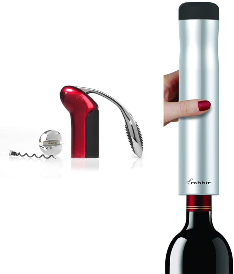 Rabbit Original Vertical Lever Corkscrew Wine Opener with Foil Cutter and Extra Spiral 