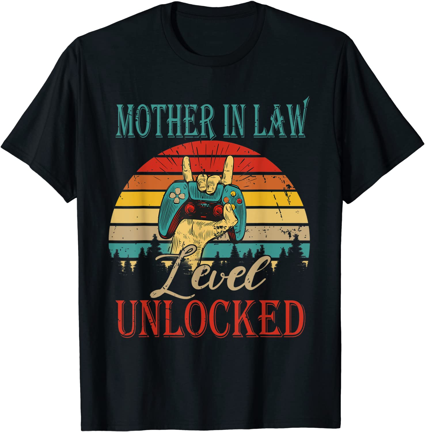 Vintage Retro Mother in Law Level Unlocked Game Controllers T-Shirt