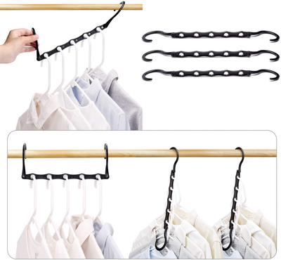 HOUSE DAY Black Magic Hangers Space Saving Clothes Hangers Organizer Smart Closet Space Saver Pack of 16 with Sturdy Plastic for Heavy Clothes