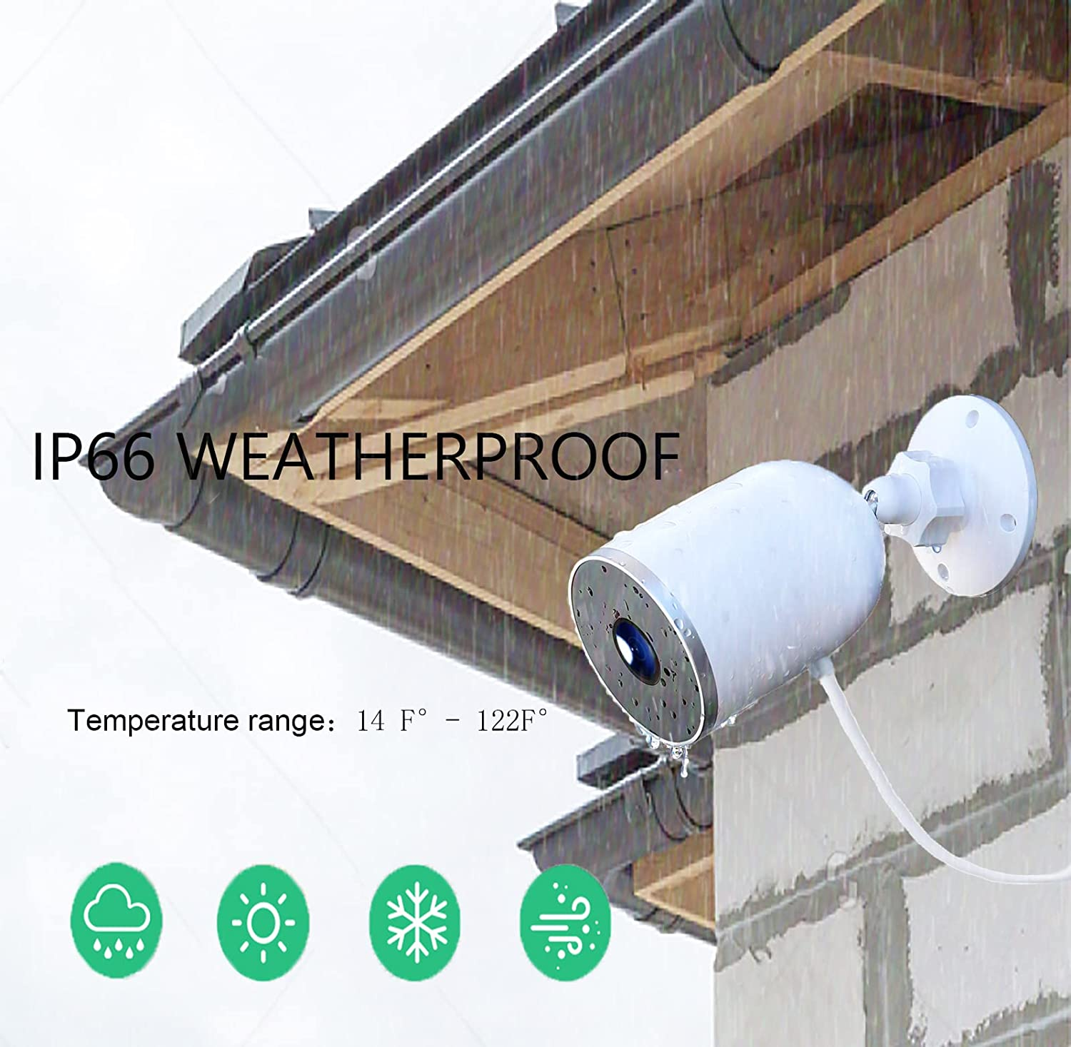 1080P HD WiFi Security Camera Outdoor with 103° Wide-Angle Infrared Night Vision, Wireless Motion Detection, Two-Way Communication, Waterproof IP66, SD Card and Cloud Storage