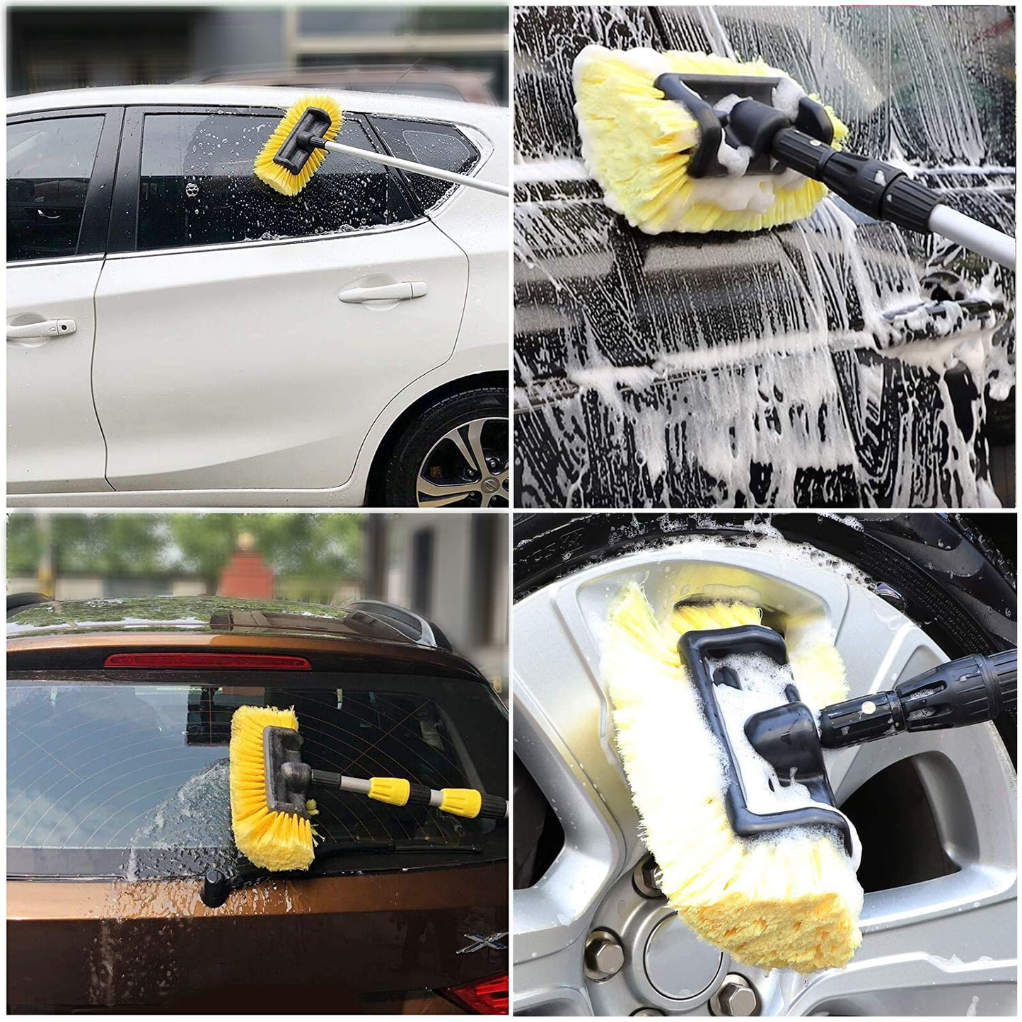 Anyyion 12 Foot Car Wash Brush, 5-12 Foot Telescopic Flow Through Car Washing Brush Soft Bristles wash Car, RV, Boat, Solar Panel, Deck, Floor | Bumper Prevents Scratch (12 Foot)