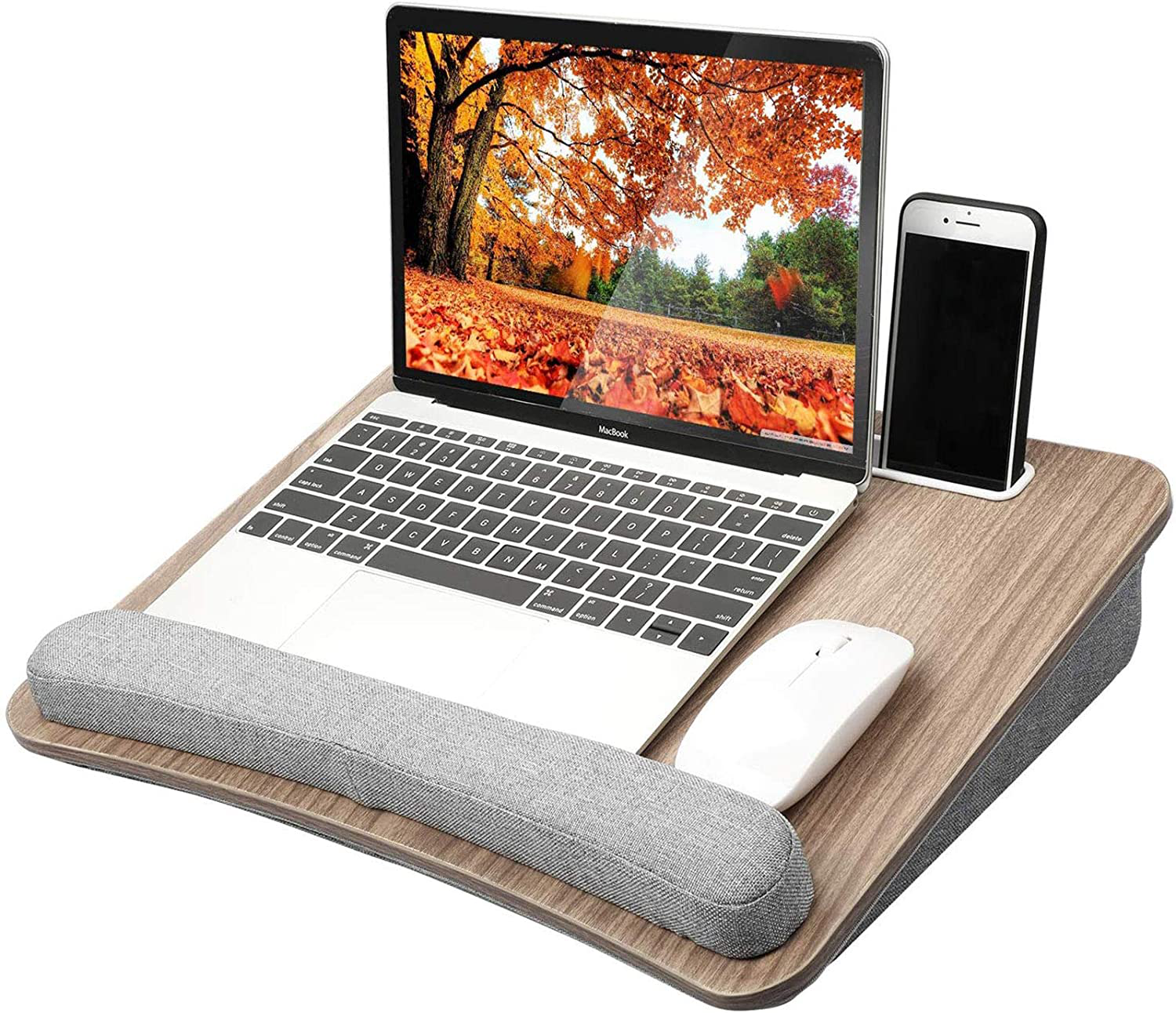 HUANUO Lap Laptop Desk - Portable Lap Desk with Pillow Cushion, Fits up to 15.6 inch Laptop, with Anti-Slip Strip & Storage Function for Home Office Students Use as Computer Laptop Stand, Book Tablet
