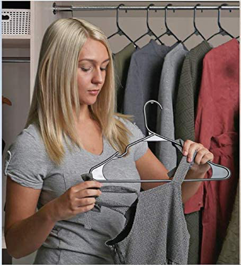 Sharpty Plastic Clothing Notched Hangers Ideal for Everyday Standard Use, (Black, 50 Pack)