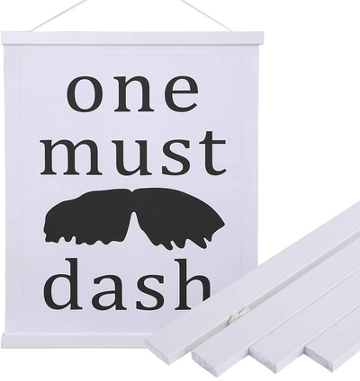 Artmag Magneitc Poster Hanger Frame, Light Wood Wooden Magnet Canvas Artwork Print Dowel Poster Hangers for 15x36 15x30 15x21 Frames Hanging Kit (White, 15")