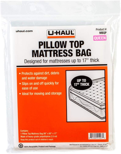 U-Haul Pillow Top Queen Mattress Bag – Moving & Storage Cover for Mattress or Box Spring – 99” x 60” x 17”