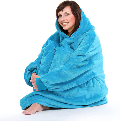 Oversized Wearable Blanket Hoodie Sweatshirt, Comfortable Sherpa Lounging Pullover for Adults