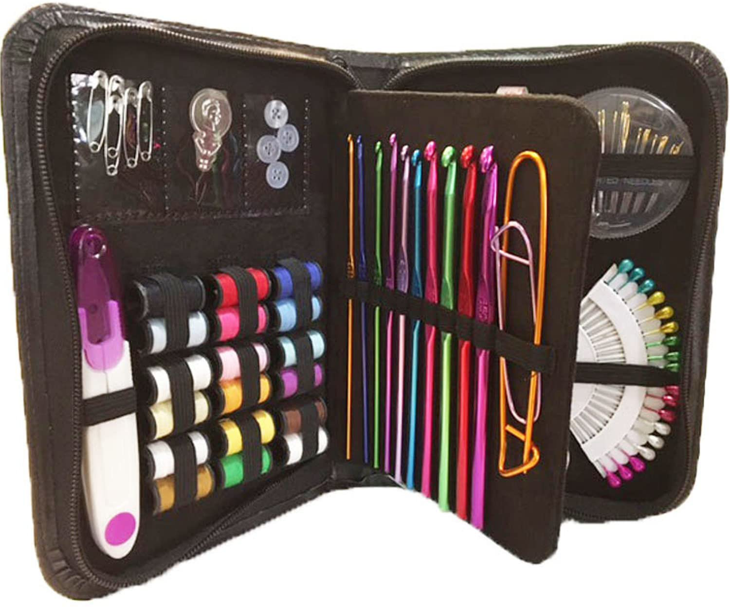 ARTIKA Sewing kit & Crochet kit, DIY Over 100 Premium Sewing and Crocheting Supplies, Free Extra Knitting Accessories - Travel Sewing kit, for Beginners, Emergency, Kids, Summer Campers and Home