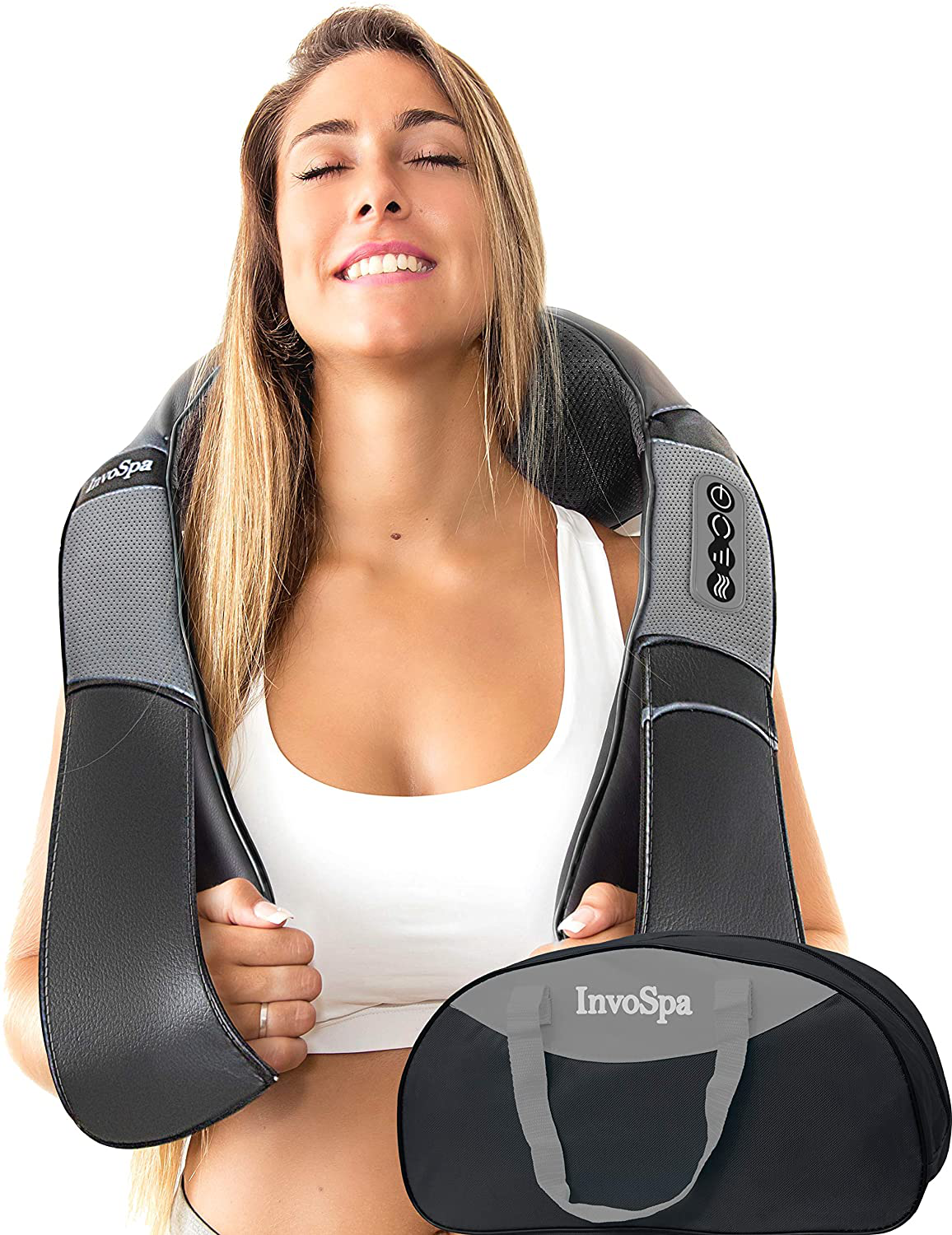 Shiatsu Back Shoulder and Neck Massager with Heat - Deep Tissue Kneading Pillow Massage - Back Massager for Back Pain, Shoulder Massager, Electric Full Body Massager, Relieve Foot Leg Muscle Pain Gift