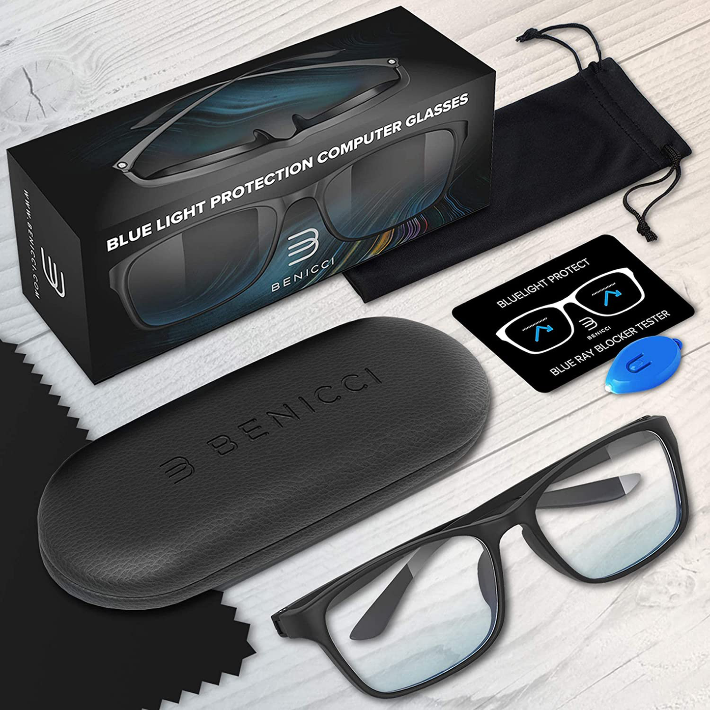 Stylish Blue Light Blocking Glasses for Women or Men - Ease Computer and Digital Eye Strain, Dry Eyes, Headaches and Blurry Vision - Instantly Blocks Glare from Computers and Phone Screens w/Case