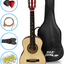 Beginner 30” Classical Acoustic Guitar - 6 String Linden Wood Traditional Style Guitar W/ Wood Fretboard, Case Bag, Nylon Strap, Tuner, 3 Picks - Great for Beginner, Children Use - Pyle PGAKT30
