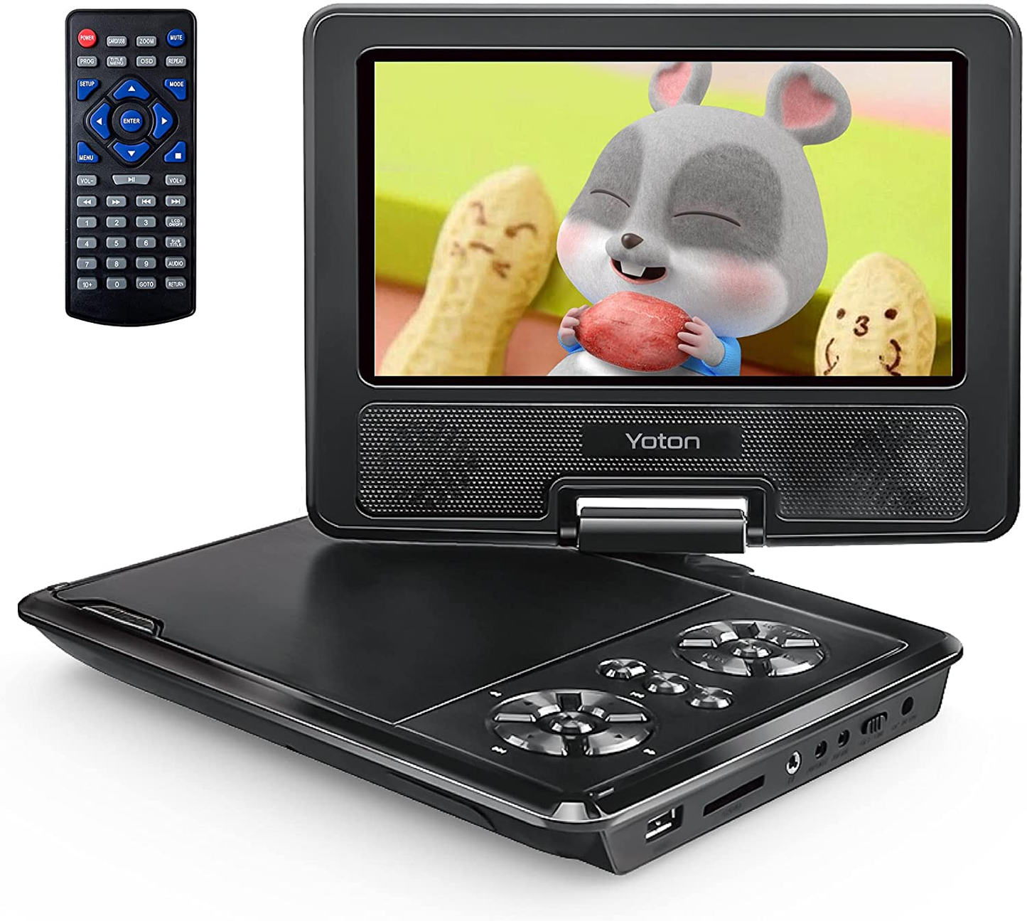 9.5" Portable DVD Player with 7.5" Swivel Screen, 4-6 Hours Built-In Battery, Support SD Card/Usb/Multiple Disc Formats, Support Sync Screen to TV, Projector