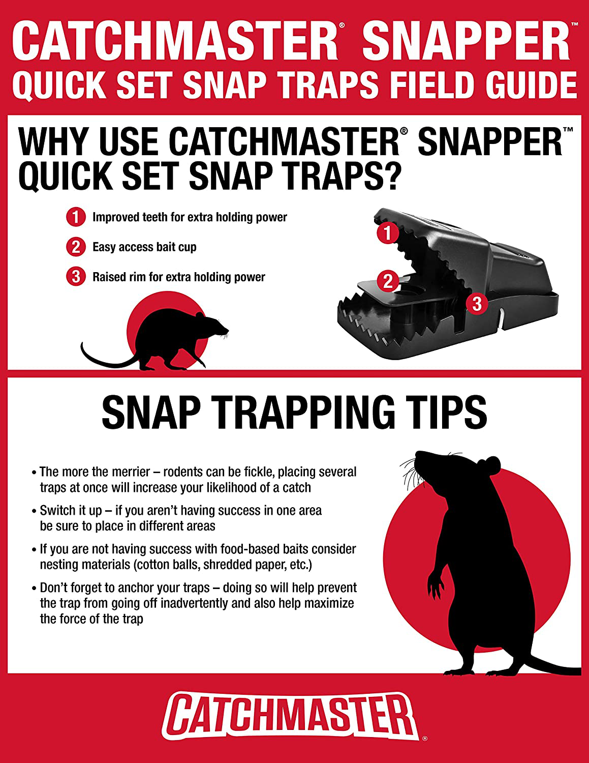 Catchmaster Snapper Quick-Set Reusable Snap Mouse Traps - 6 Pack