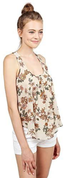 MBE Women's Cute Floral Scoop Neck Back Details Cami Tank