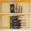Heavy Duty Pan Organizer Rack for Cabinet, Pot Lid Holder, Kitchen Organization & Storage for Cast Iron Skillet, Bakeware, Cutting Board - No Assembly Required