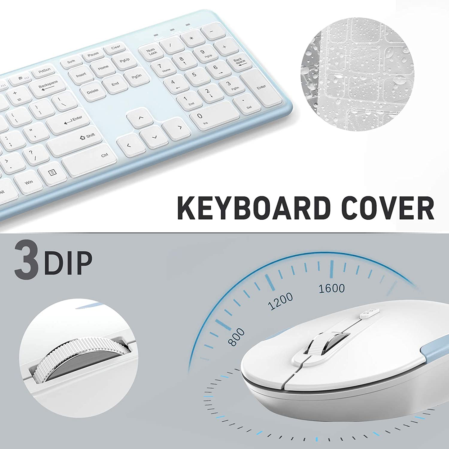Wireless Keyboard and Mouse Combo, 2.4Ghz Ultra-Thin Wireless Keyboard and Mouse, Full Size Keyboard Mouse Combo with Numeric Keypad for Computer, Laptop, PC, Desktop, Windows 7/8/10