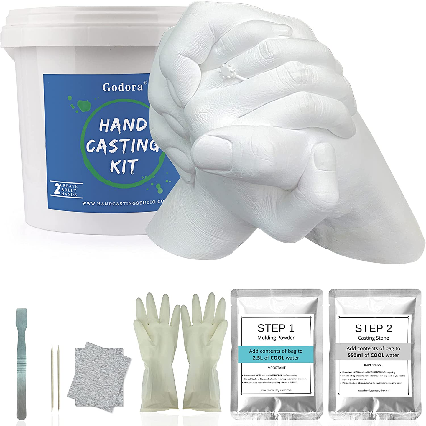 Hand Casting Kit Refill, Hand Casting Kit Couples Refill with Molding Powder & Casting Stone, Molding Kits Refill for 2 Adult Hands, Bucket Not Included.