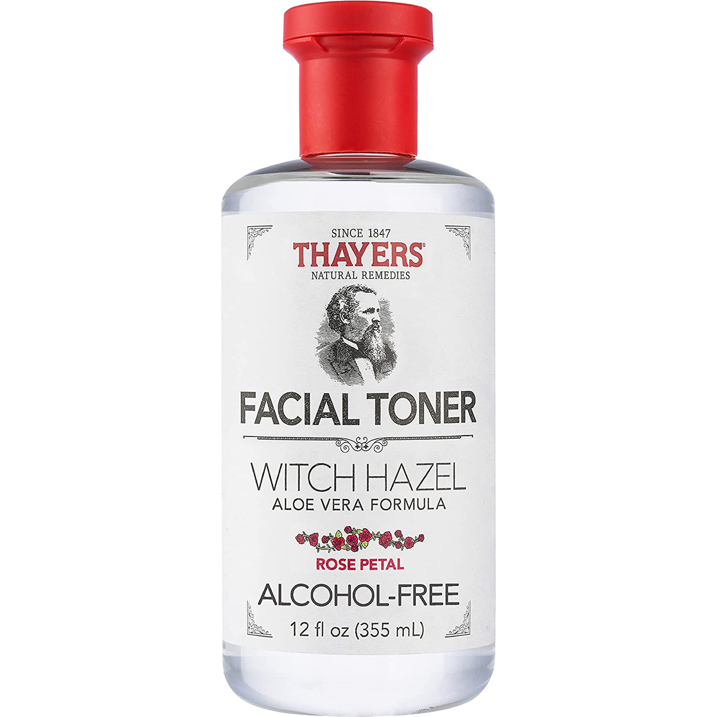 THAYERS Alcohol-Free Witch Hazel Facial Toner with Aloe Vera Formula, Rose Petal, 12 Fl Oz