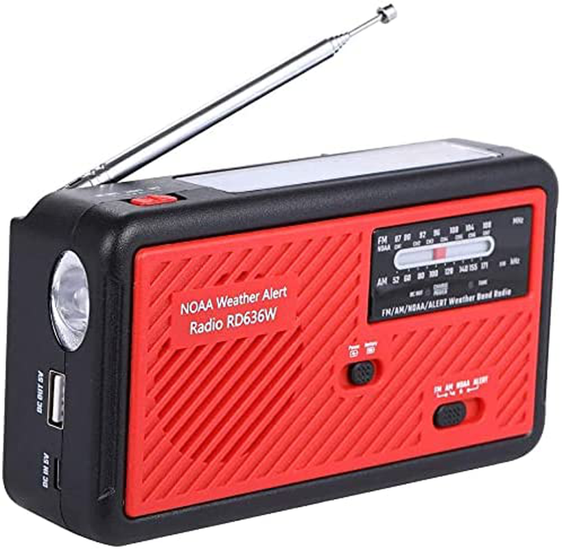 Portable Emergence Radio FM/AM/NOAA Weather Radio Compatible, Wide FM Compatible Radio Hand-cranked Charging/Solar Charging Compatible/Dry Battery can be Used