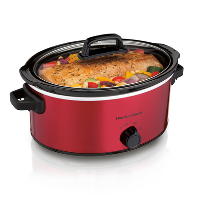 Hamilton Beach 6 Quarts Slow Cooker, Large Capacity, Serves 7+, Red