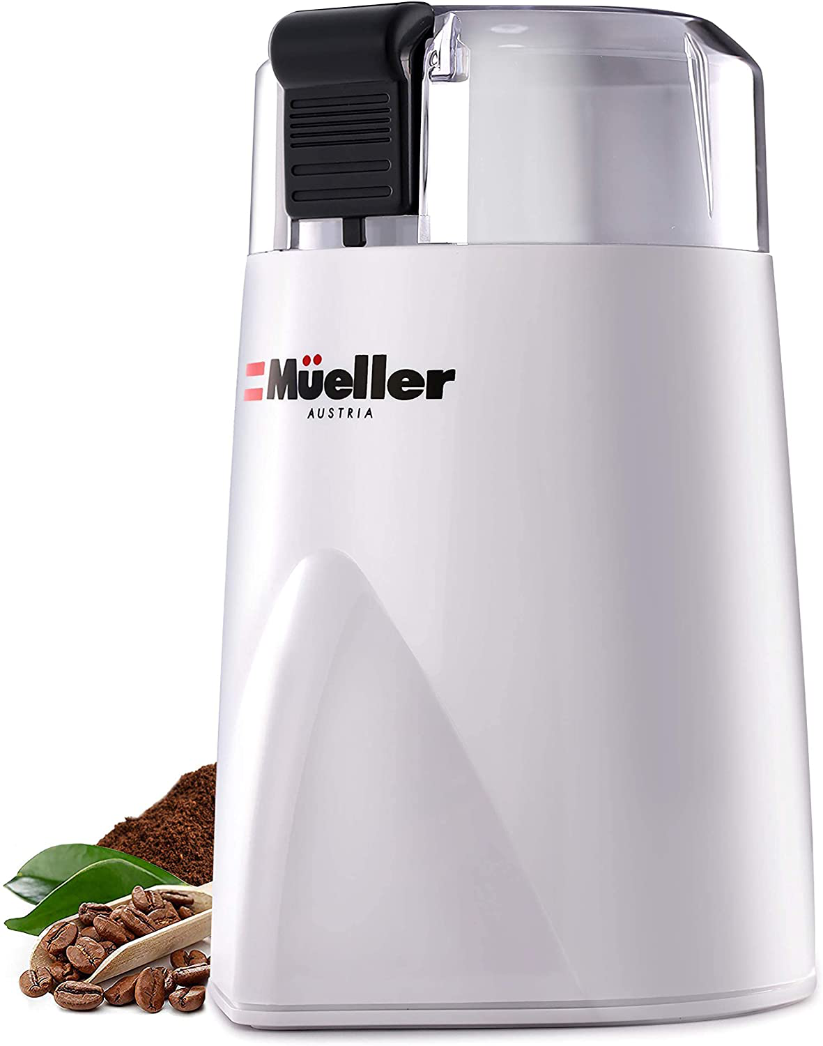 Mueller Austria HyperGrind Precision Electric Spice/Coffee Grinder Mill with Large Grinding Capacity and HD Motor also for Spices, Herbs, Nuts, Grains, White