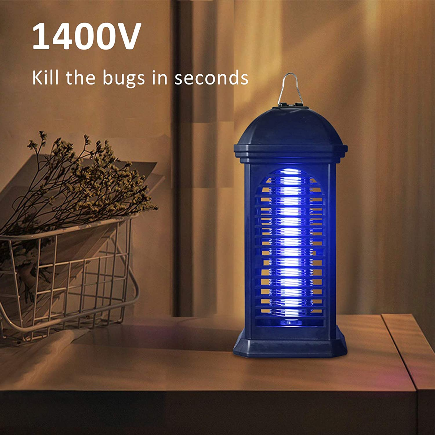 Bug Zapper Electric Indoor Insect Killer Suspensible UV Light | Mosquito Killer Bug Fly Pests Attractant Trap Zapper Lamp W/Powerful 1000V Grid for Indoor Home Bedroom,Kitchen, Office