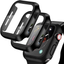 [2 Pack] Compatible for Apple Watch 44Mm Series 6 / SE/ Series 5 /Series 4 Tempered Glass Screen Protector with Black Bumper Case, YMHML Full Coverage Easy Installation Bubble-Free Cover for Iwatch Accessories