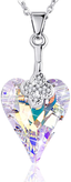 Womens Heart Pendant Necklace Austrian Crystal White Gold Plated Chain Jewelry W/Gift Box