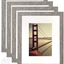 BAIJIALI 8x10 Picture Frame Rustic Grey Wood Pattern Set of 4 with Tempered Glass,Display Pictures 5x7 with Mat or 8x10 Without Mat, Horizontal and Vertical Formats for Wall and Table Mounting